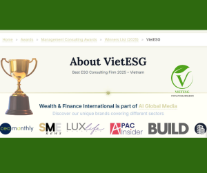 VIETESG ĐƯỢC VINH DANH “BEST ESG CONSULTING FIRM 2025 – VIETNAM”