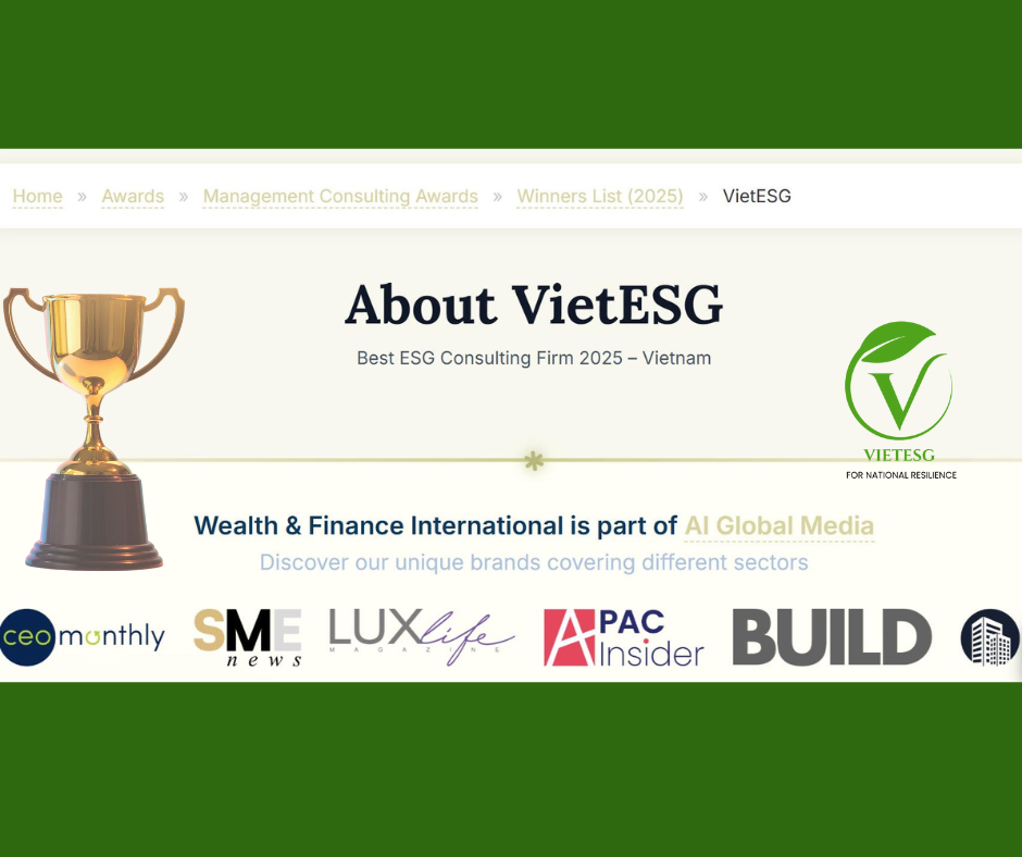 VIETESG ĐƯỢC VINH DANH “BEST ESG CONSULTING FIRM 2025 – VIETNAM”