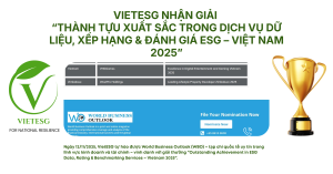 VIETESG NHẬN GIẢI “THÀNH TỰU XUẤT SẮC TRONG DỊCH VỤ DỮ LIỆU, XẾP HẠNG & ĐÁNH GIÁ ESG – VIỆT NAM 2025”
